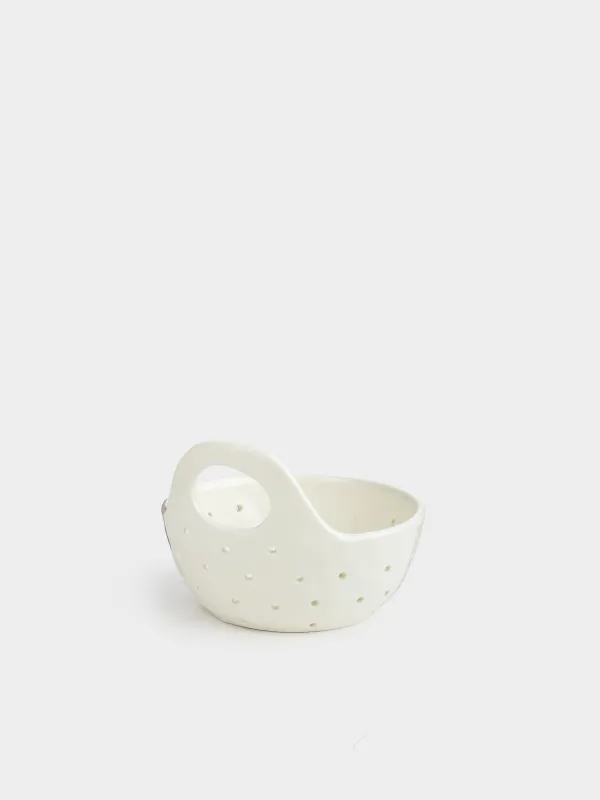 Дуршлаг, 15 см, тұтқасы бар, керамика, сүт түстес, Crumple font, image-2