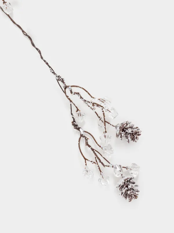 Сәндік бұтақ-гирлянд, 1,2 м, пластик/металл, Кристалдары бар шырша бүршіктері, Crystal sparkle, image-4