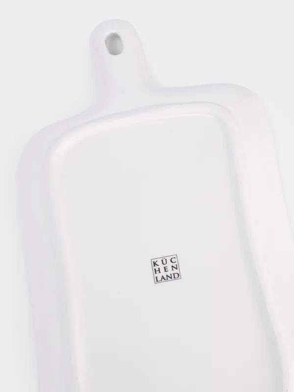 Сервистік ыдысы, 16х31 см, тұтқасы бар, керамика, сүт түстес, гүлдер, El floria, image-4