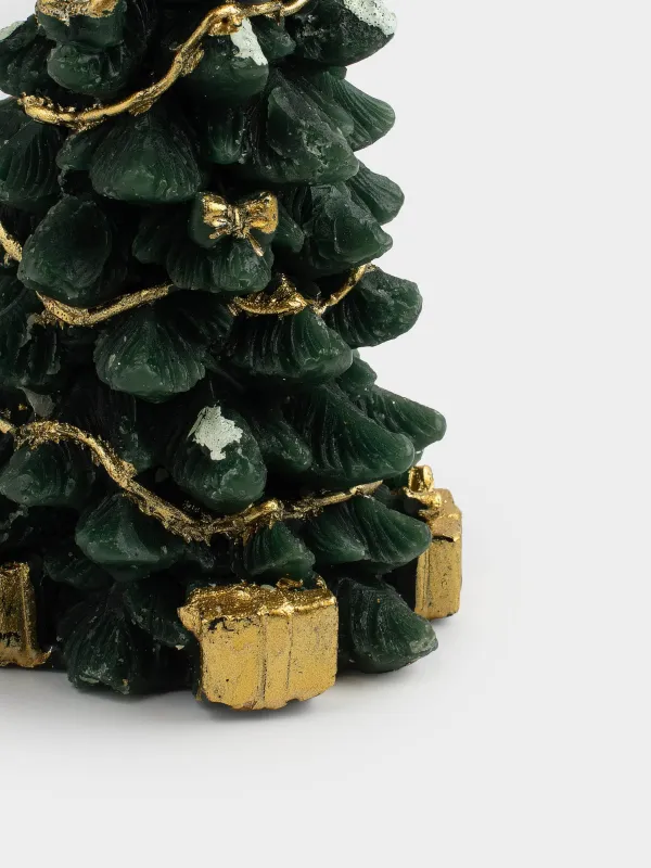 Свеча, 8x15 см, зелено-золотистая, Новогодняя елка, Fir christmas, image-2