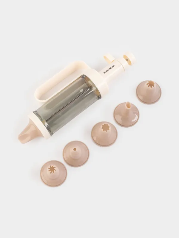 Шприц кондитерский, 22 см, 6 насадок, пластик, молочный, Bakery, image-0