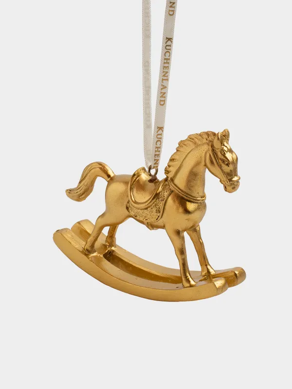 Шырша ойыншығы, 8 см, полирезин, алтын, Тербелетін ат, Figure christmas, image-1