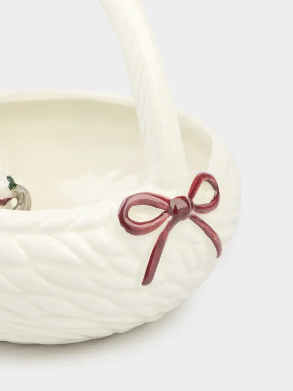 Кәмпит ыдысы, 21х19 см, тұтқасы бар, керамика, ақ, інжу-маржан, Ішінде жылқы, Horse polar, image-2