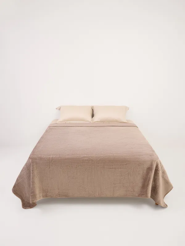 Көрпе, 220х240 см, көрпе, барқыт / микрофибра, қоңыр, Гауһар, Stitch velvet, image-4