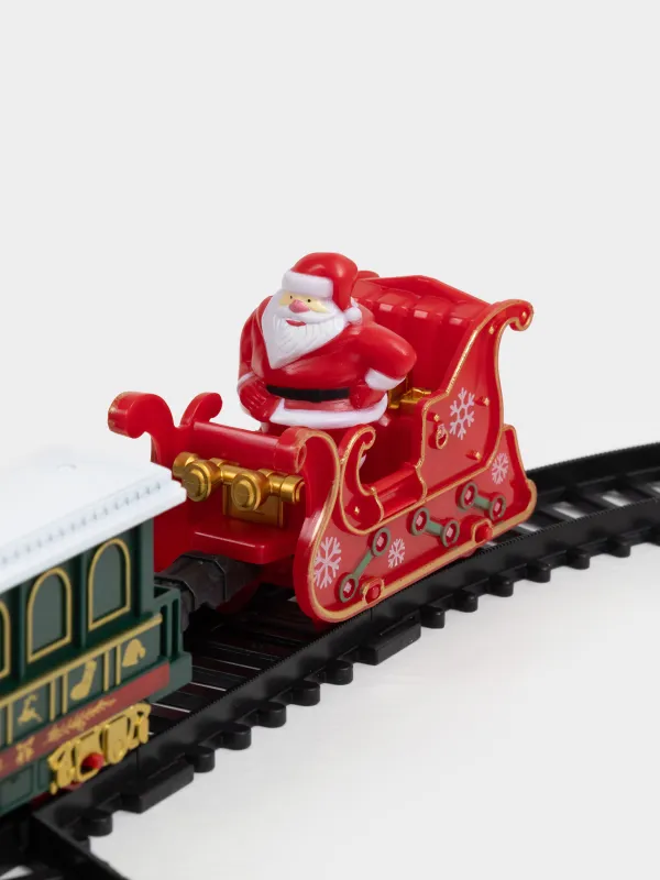 Железная дорога игрушечная, S, музыкальная, с подсветкой, пластик, Санта на санях, Game rail, image-7