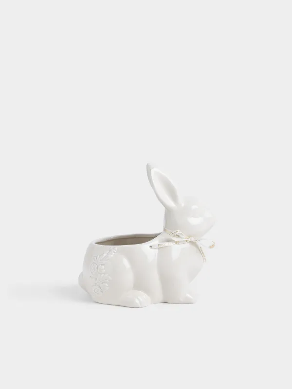 Кәмпит ыдысы, 18х18 см, 420 мл, керамика, сүт түстес, Гүлдері бар қоян, Rabbit pattern, image-2