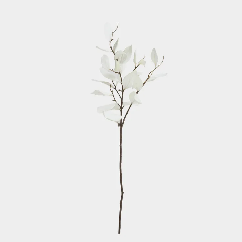 Сәндік бұтақ, 80 см, пластик/полиэстер, Ақ жапырақтар, Broadleaf decor