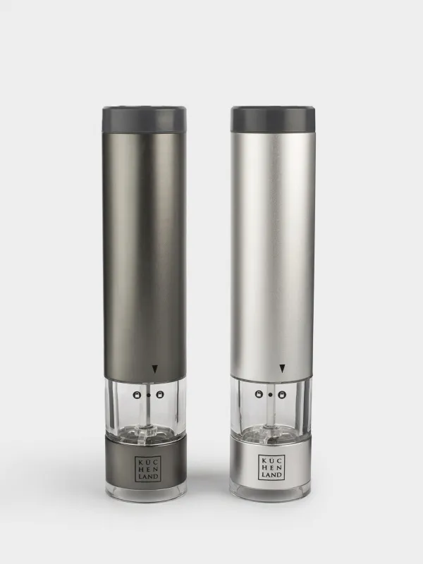 Дәмдеуіш диірмені, 22 см, 2 дана, электр, металл / пластик, LED B, сұр, Piquant, image-0