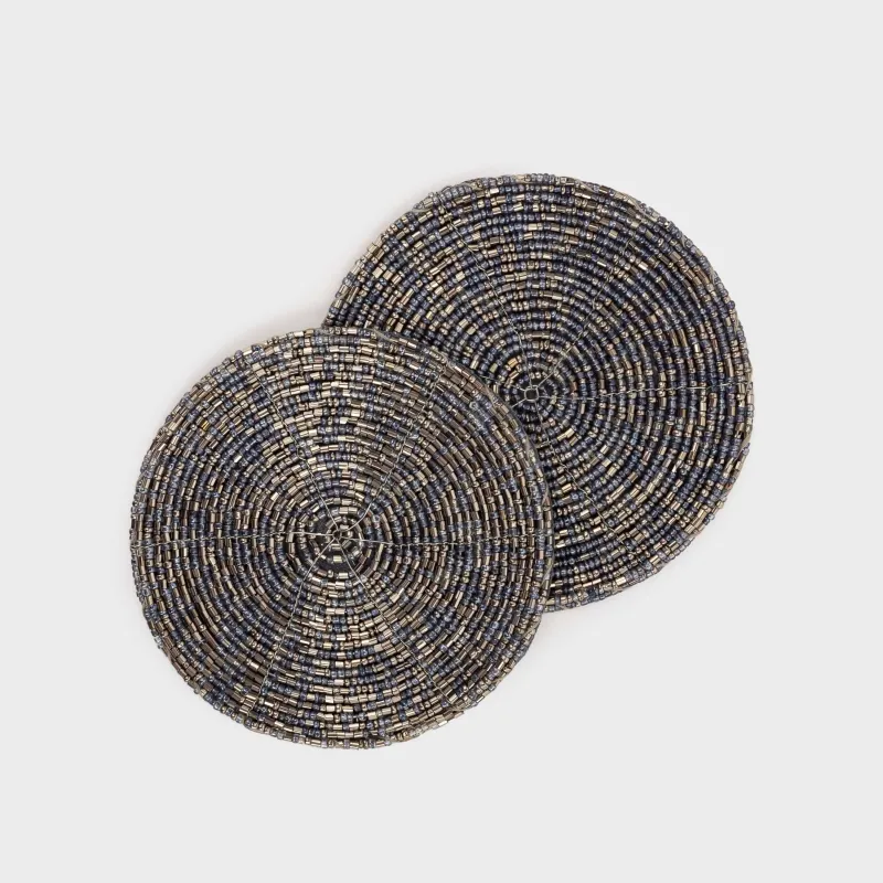 Саптыаяқ тұғыры, 10 см, 2 дана, моншақ, дөңгелек, күміс-көк, Shiny beads