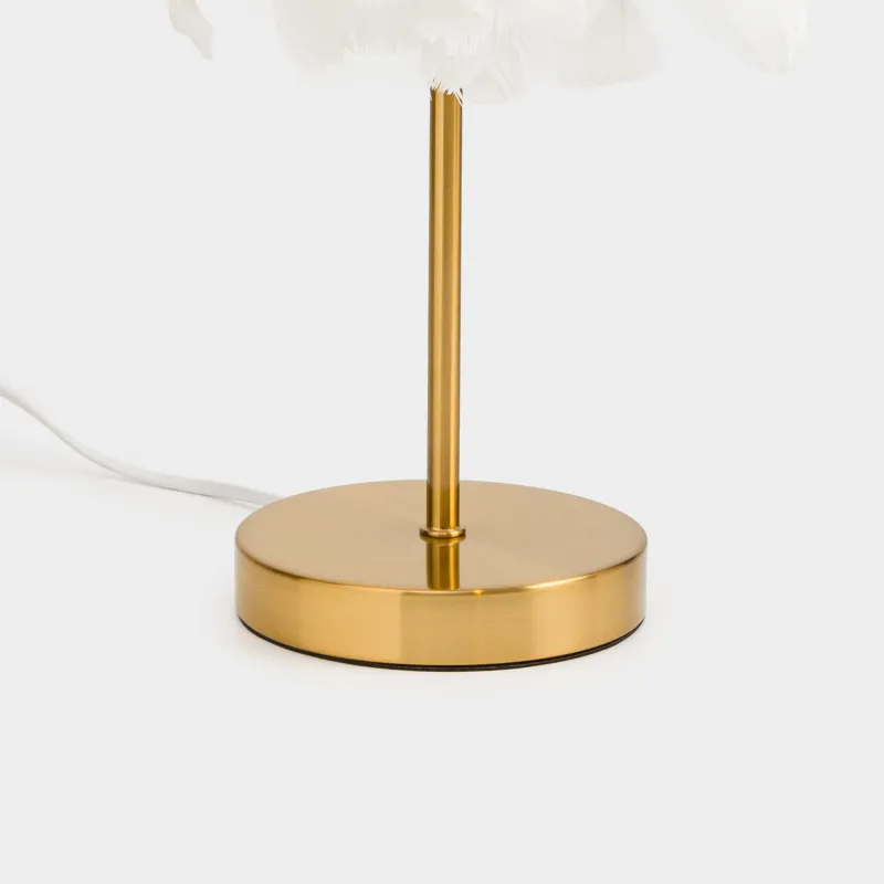 Үстел шамы, 42 см, металл/қауырсын, ақ және алтын, Fantastic gold, image-3