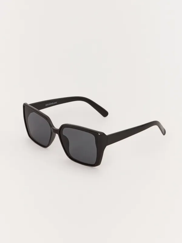 Очки солнцезащитные, пластик, квадратные, черные, Geometric, image-1