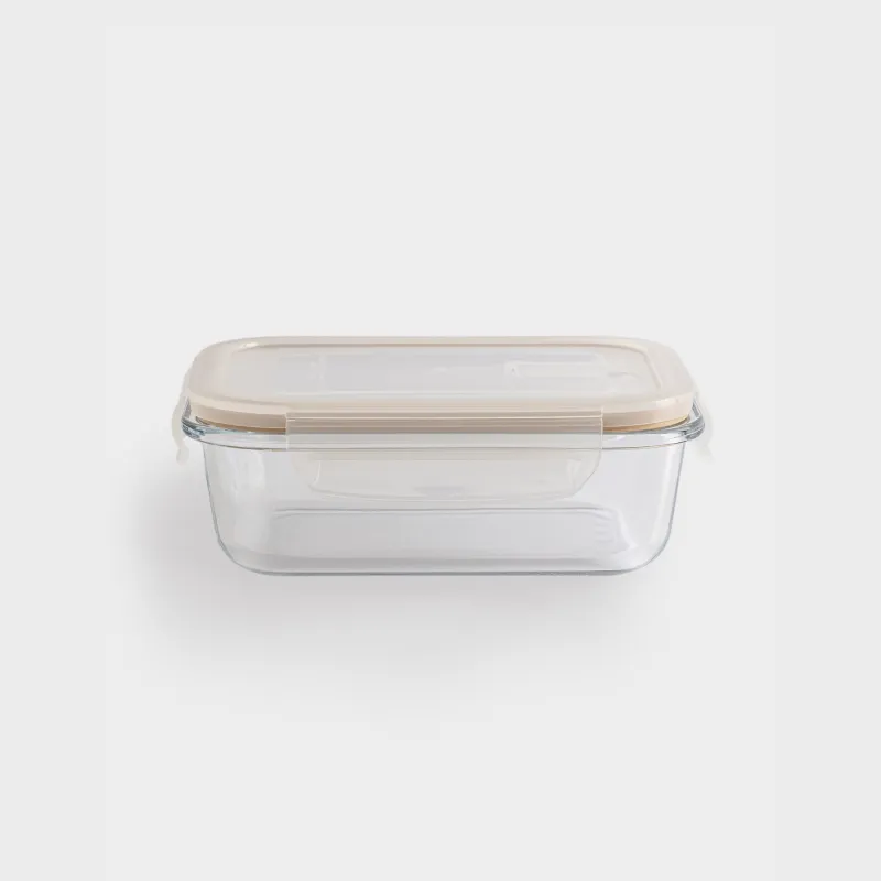 Контейнер, 1л, қысқыштары бар, клапаны бар, шыны Т/пластик, тікбұрышты, Soft kitchen