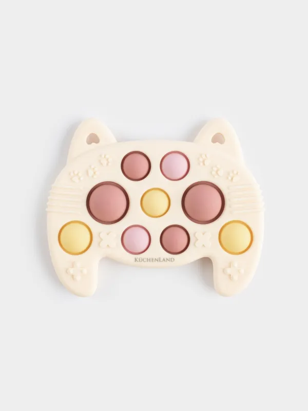 Дамытушы ойыншық, 10х8 см, пластик/силикон, сарғылт-қоңыр, Мысық-ойын пульті, Pop-it, image-0