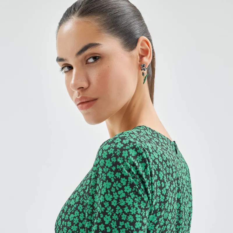 Серьги-пусеты, 1/3 см, 2 шт, металл/акрил, фиолетовые, Ирисы, Iris garden 