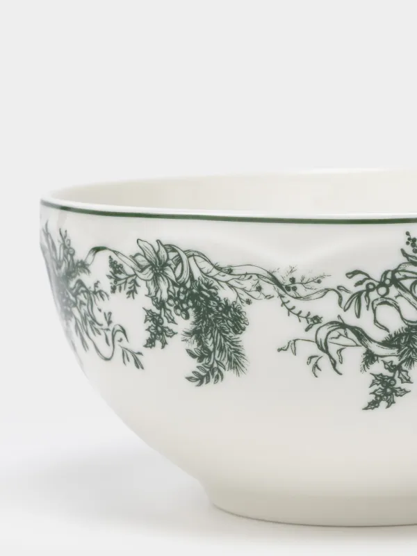 Кесе, 14х7 см, 2 дана, фарфор N, ақ-жасыл, Қысқы гүл шоғы, Winter lace, image-4