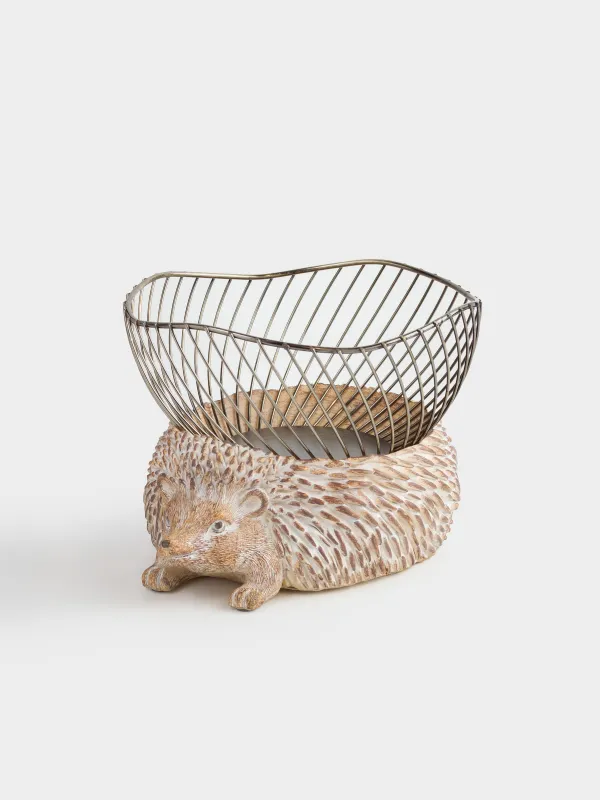 Жеміс себеті, 25х20 см, металл/полирезин, алтын сарғылт-қоңыр, Кірпі, Twist gold, image-0