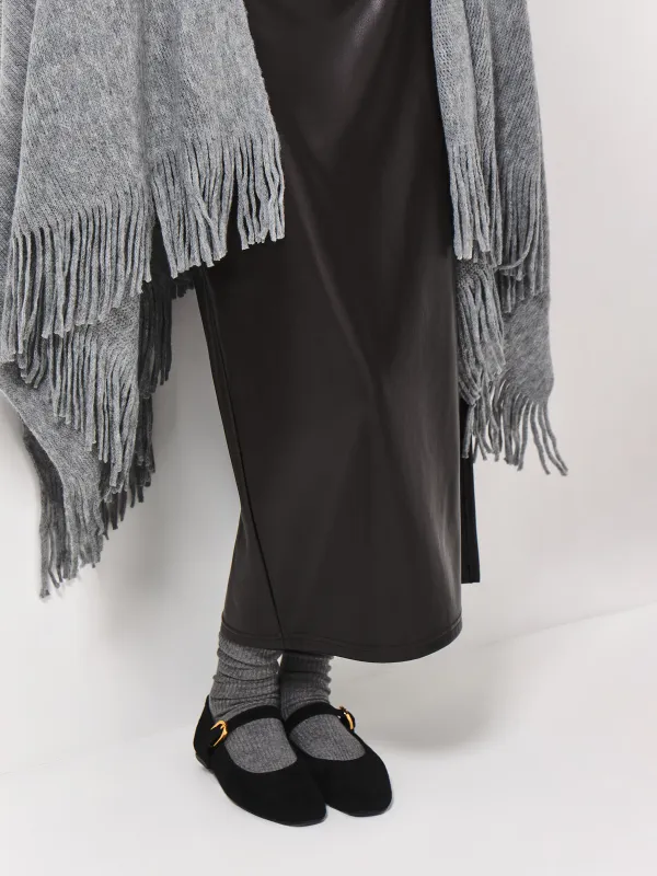 Пончо, 138х147 см, жиегі бар, акрил, сұр, Poncho, image-4