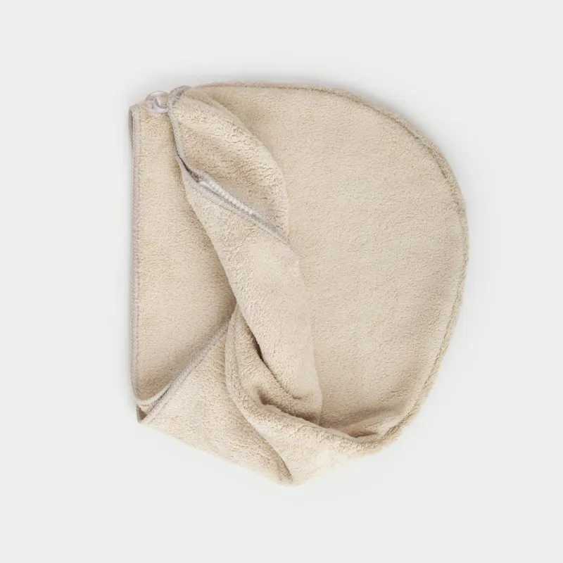 Полотенце-тюрбан для волос, 60х23 см, флис, бежевое, Showy, image-1