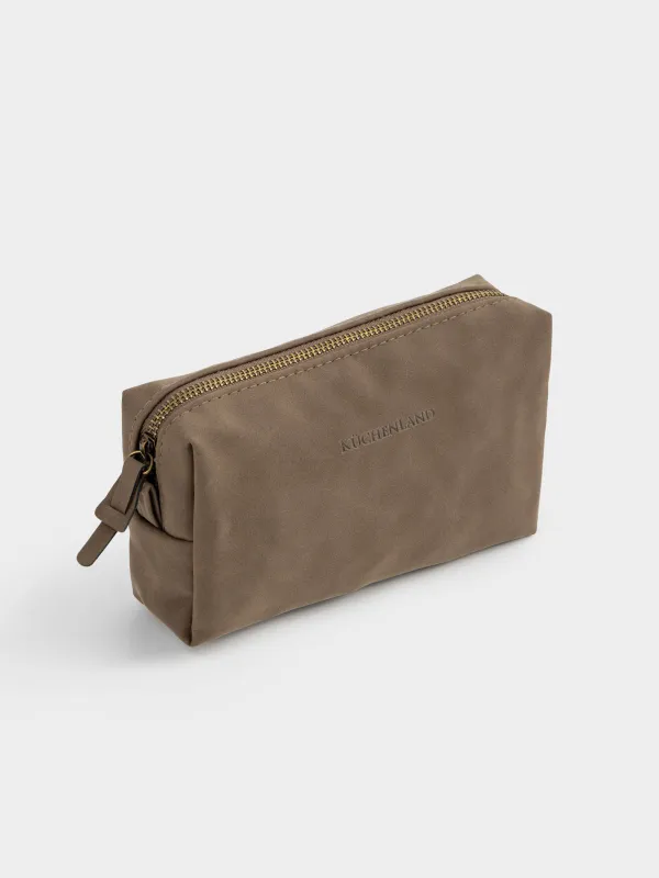 Косметикалық сөмке, 20х10 см, полиуретан, тікбұрышты, қою қоңыр, Krast, image-1