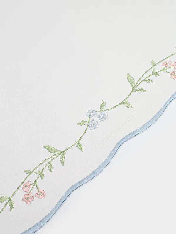 Салфетка под приборы, 32х45 см, ПВХ/полиэстер, фигурная, молочная, Цветы, Rock embroidery, image-3