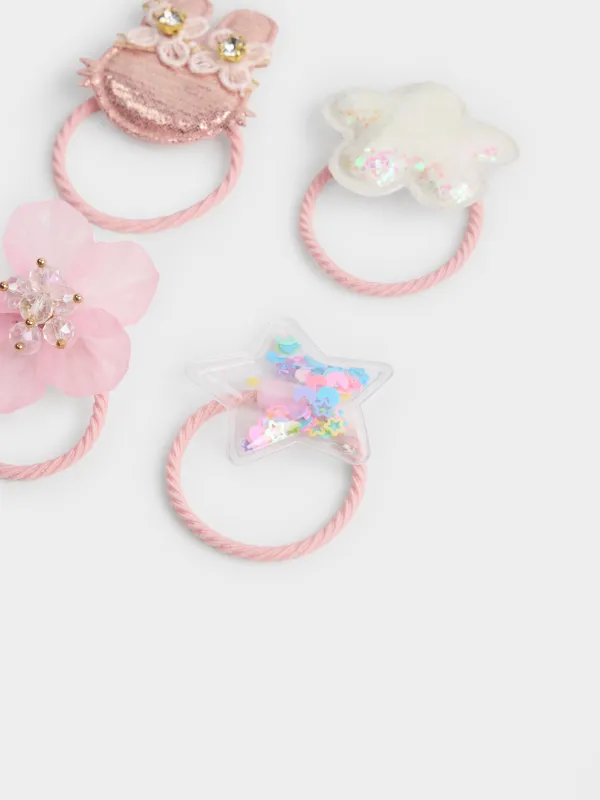 Набор резинок для волос, 4 см, 4 шт, детский, полиэстер/пластик, розовый, Кролик, Gracile, image-1