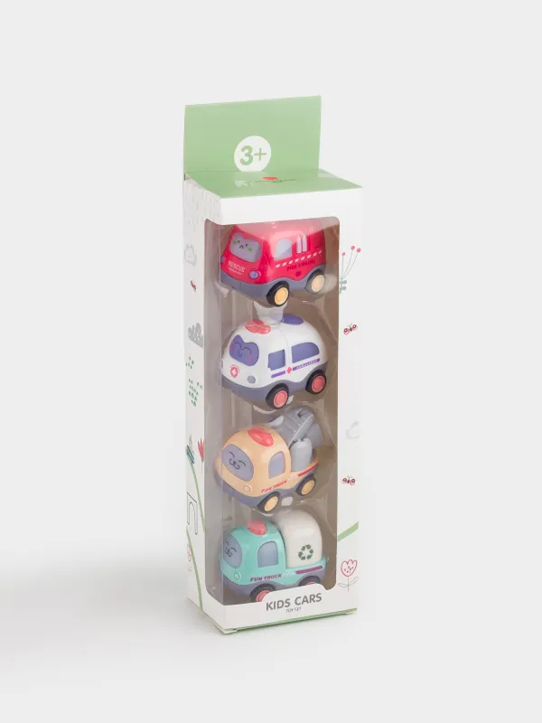Ойыншықтар жиынтығы, 6 см, 4 зат, инерциялық, пластик, Автокөліктер, Kids cars, image-3