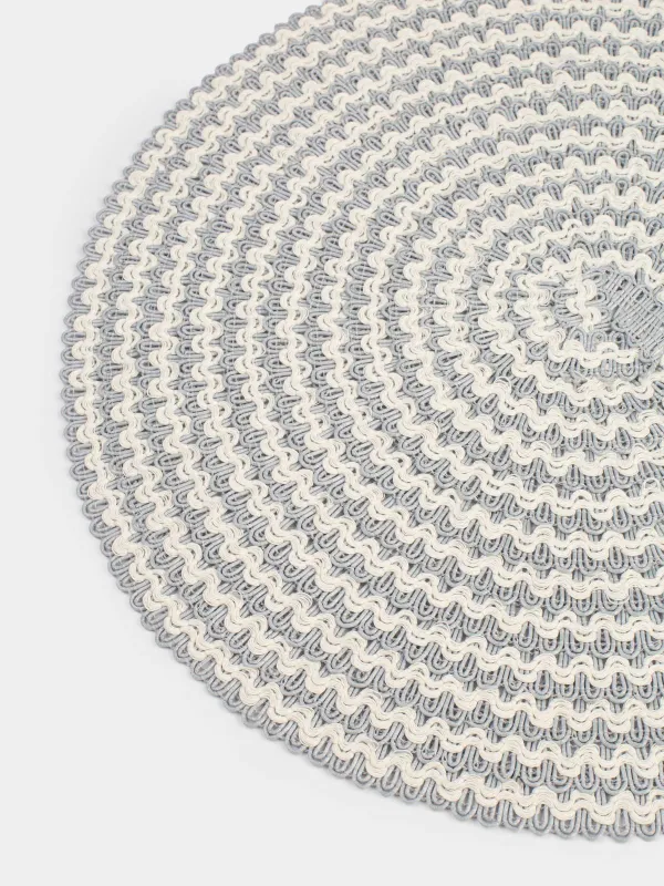 Салфетка под приборы, 38 см, полипропилен/полиэстер, круглая, серо-молочная, Circle, image-1