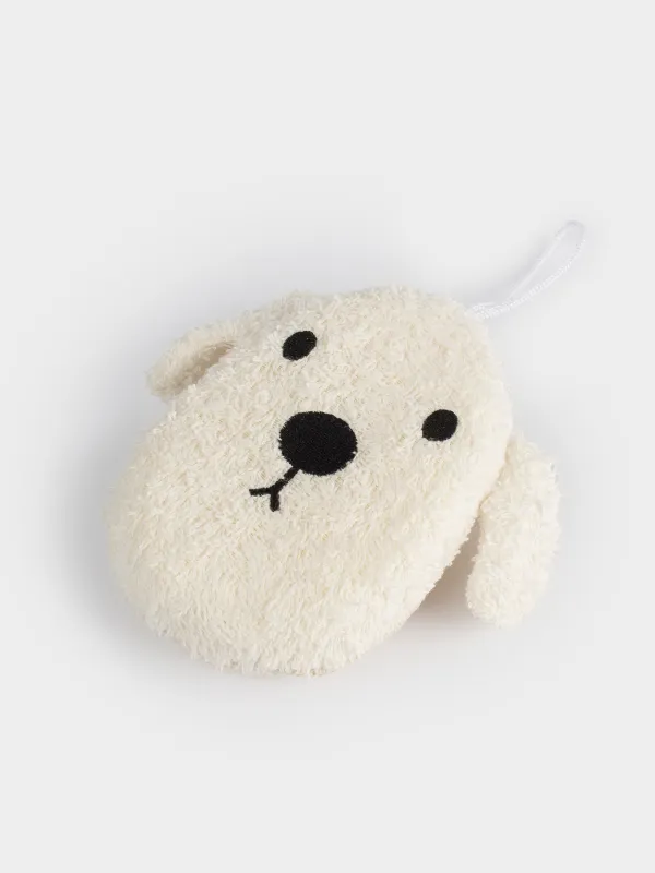 Мочалка для мытья тела, 11х13 см, детская, полиэстер/поролон, белая, Собака, Dog, image-1