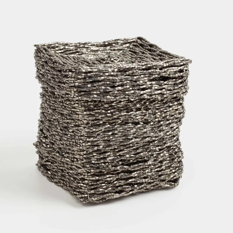 Шкатулка, 10 см, бисер, темно-серая, Shiny beads, image-2