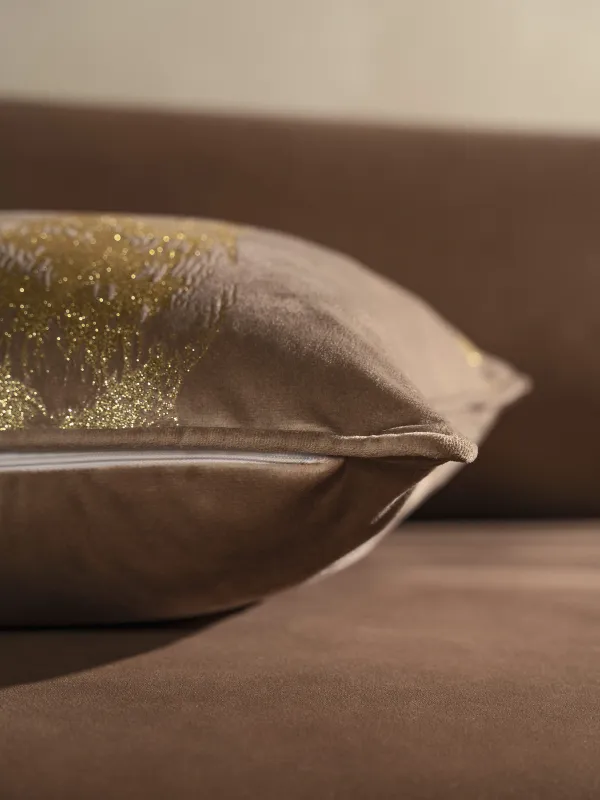 Подушка декоративная, 45х45 см, вельвет, бежево-золотистая, Гордый олень, Deer, image-5