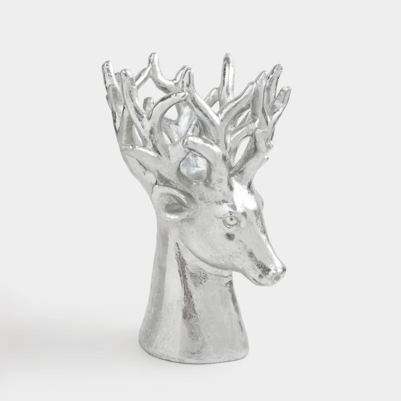 Сәндік ваза, 30 см, полирезин, күміс, Бұғы басы, Deer sparks, image-4