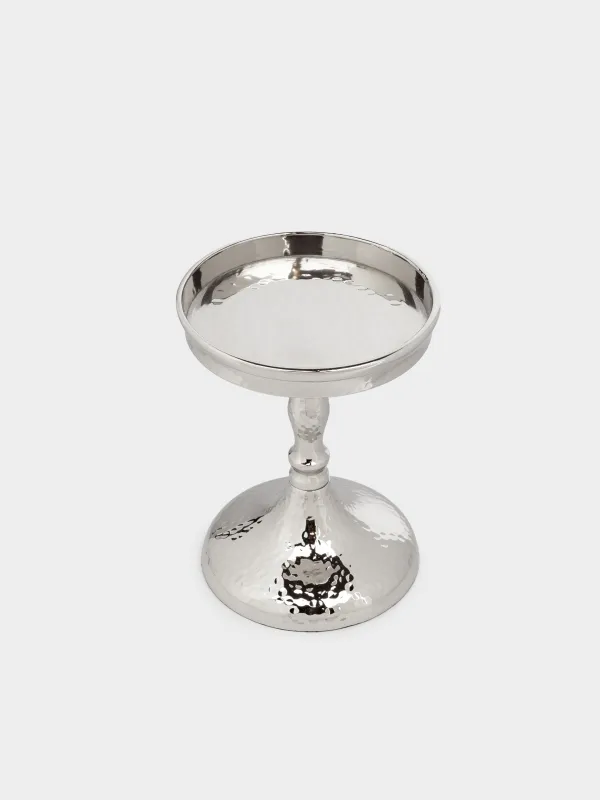 Шам ұстағыш, 26 см, бір шам үшін, аяғы, шыны / металл, күміс, Кракель, Fantastic Ice, image-2