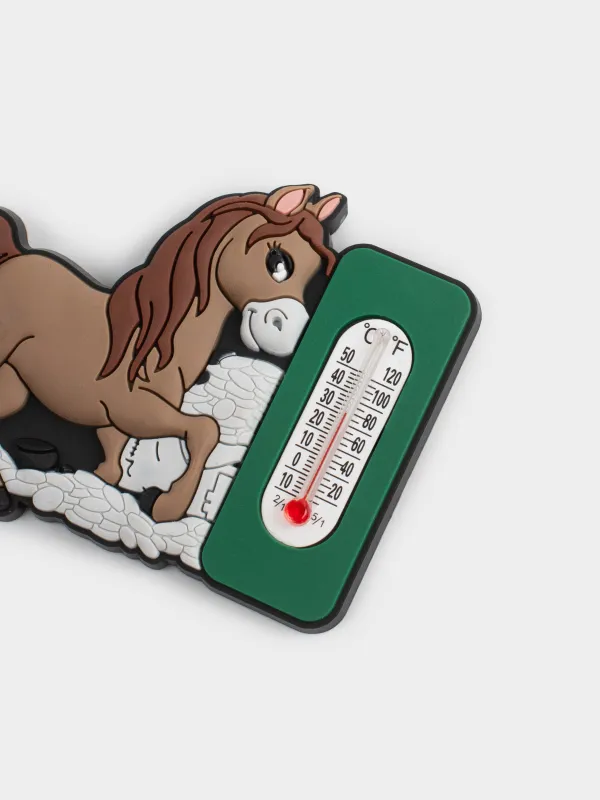 Магнит с градусником, 6 см, резина/стекло, Horse cute, image-2