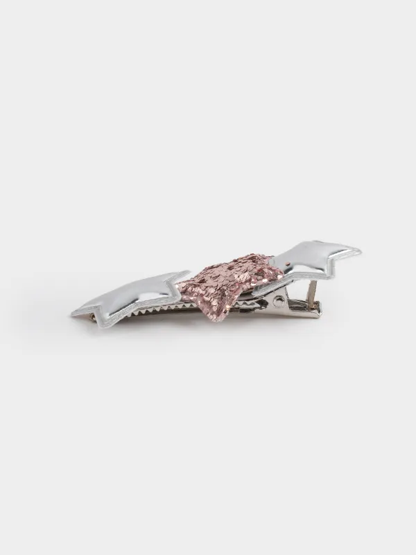 Набор заколок для волос, 6 см, 2 шт, детский, полиуретан/металл, серебристый/шампань, Hairstyle, image-3