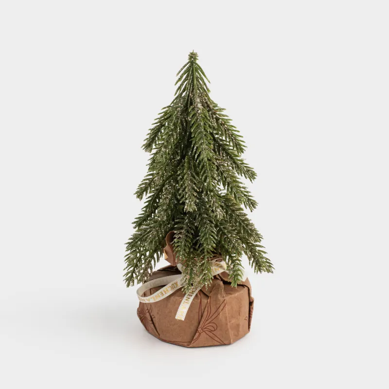 Жасанды шырша, 15 см, крафтта, полиэтилен/ағаш, шампан, Conifer champagne