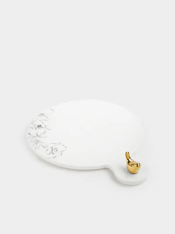 Ыстыққа арналған тұғыр, 23х18 см, тұтқасы бар, керамика/тығын, ақ, құс, Paradise garden, image-2