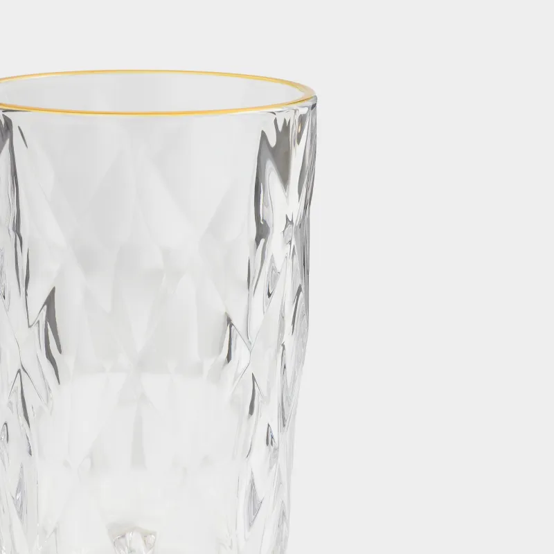 Стақан, 12 см, 340 мл, шыны Р, алтын жиегі бар, Rhomb gold, image-2