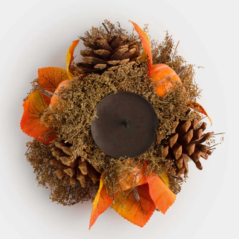 Подсвечник, 22 см, для чайной свечи, пенопласт, Осенняя композиция, Forest symphony, image-3