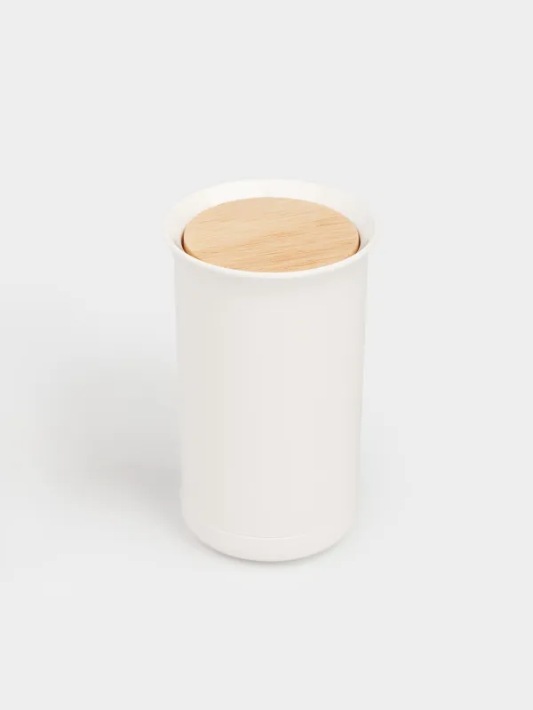 Контейнер для зубочисток, 10 см, пластик/дерево, белый, White style, image-1