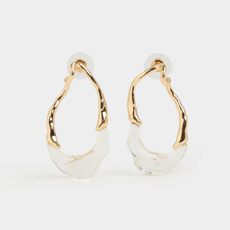 Пусет сырғалары, 4,5 см, 2 дана, металл/шайыр, алтын, Jewelry