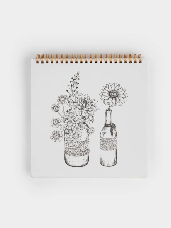 Бояуға арналған Альбом, 21х21 см, 24 парақ, сақиналарда, романс, Draw, image-3