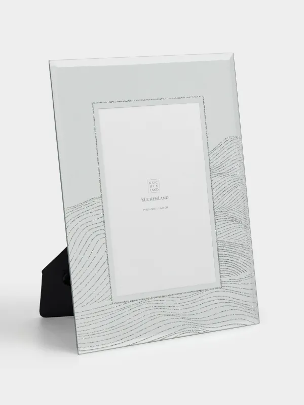 Фото жиектеме, 17х22 см, шыны, күміс, Толқынды сызықтар, Actress, image-0