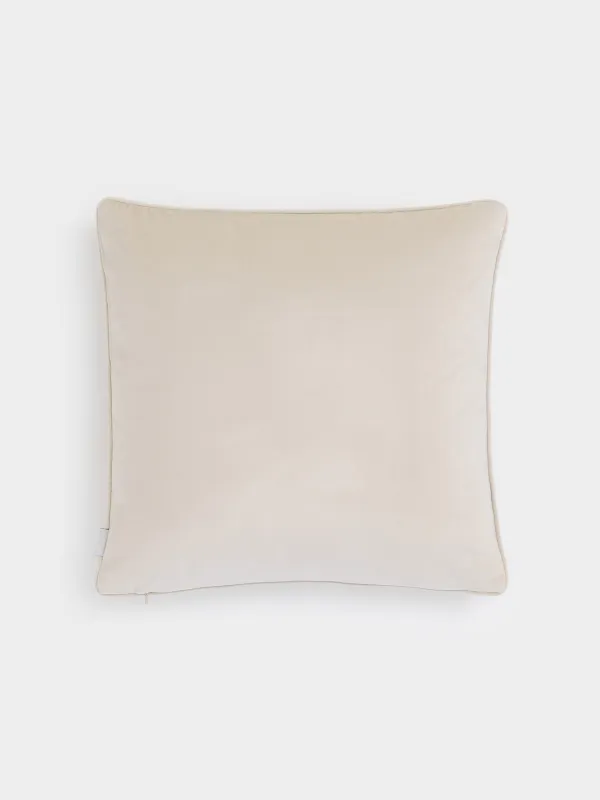 Сәндік жастық, 45х45 см, барқыт, сүтті қара, Жылқылар, Velvet, image-1