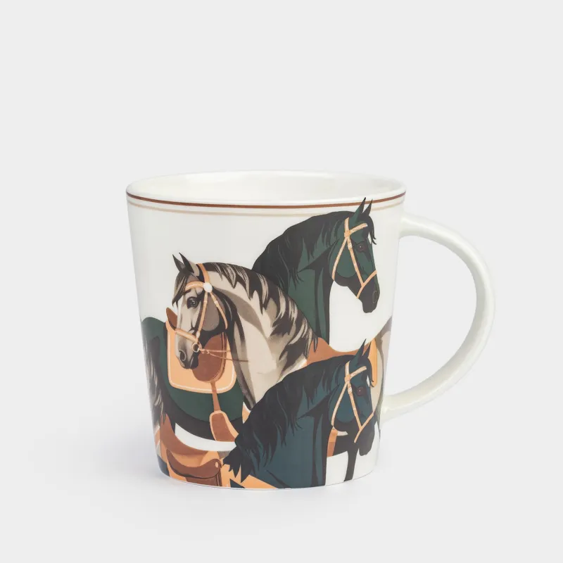 Кружка, 450 мл, фарфор F, белая, Лошади, Horse