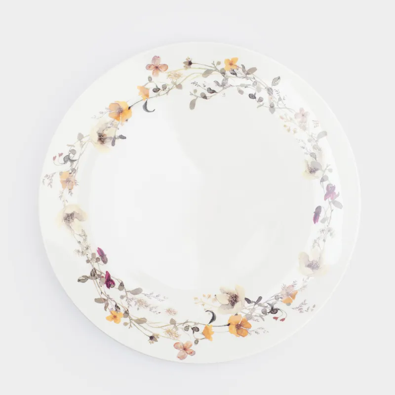 Түскі ас тәрелкесі, 27 см, фарфор N, ақ, Сары гүлдер, Floweri