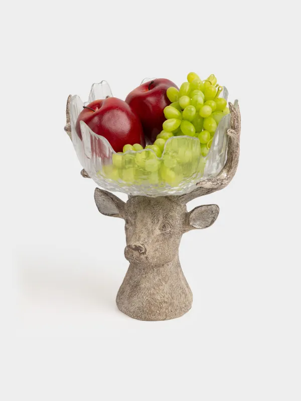 Жеміс вазасы, 27х17х23 см, сабағында, полирезин, түсі, бұғы,  Arctic deer, image-6