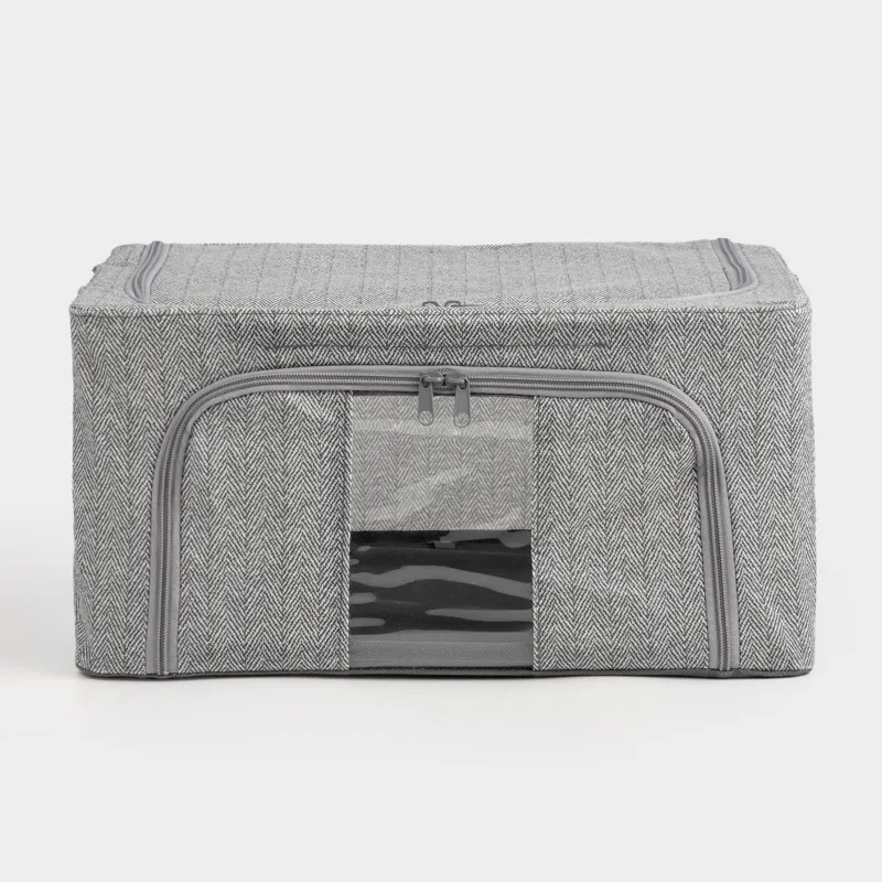 Қорап-органайзер, 50х40х22 см, сыдырмалы, тоқыма, сұр, Pedant new