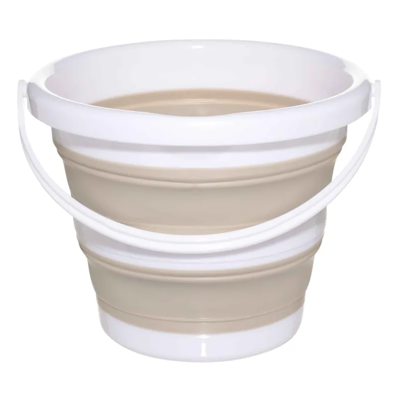 Ведро складное, 5 л, пластик/резина, серо-бежевое, Foldaway, image-1
