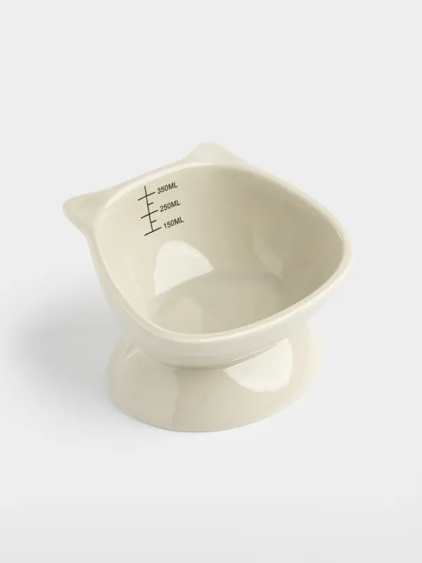 Жануарларға арналған тостаған, 13х9 см, 350 мл, өлшеуіш шкаласы бар, аяқты, керамика, сұр, мысық, Whiskers, image-6