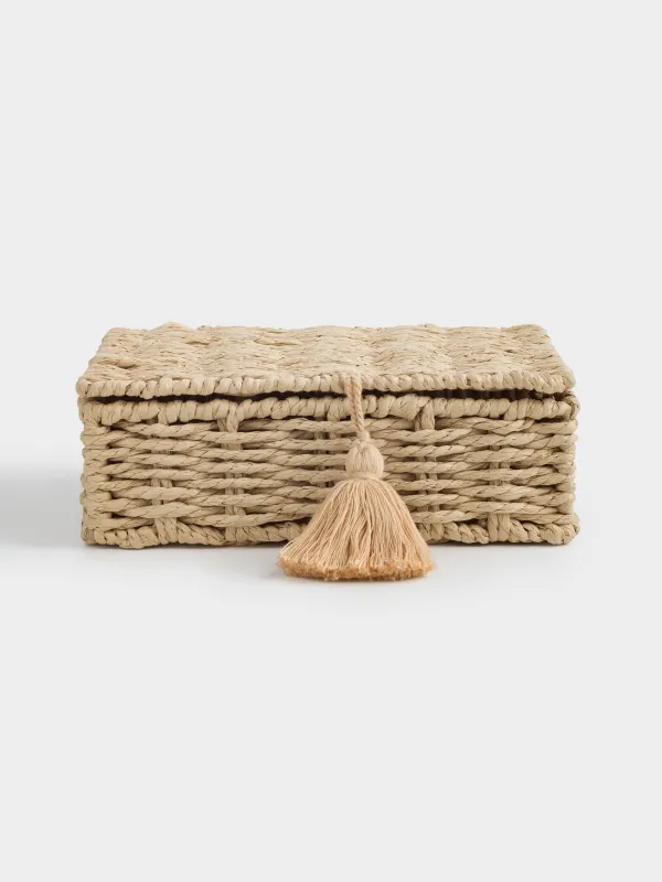 Шайға арналған қорап, 26х21 см, 6 бөлім, өрілген, сабы бар, целлюлоза, тікбұрышты, Braided, image-0